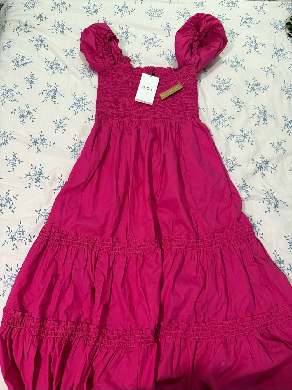 o.p.t. Women's Fuchsia Puff-Sleeve Maxi Dress